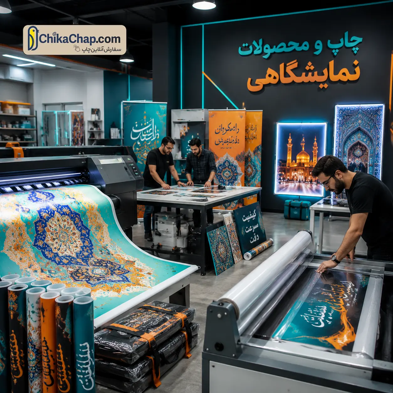 مرکز چاپ و تولید محصولات نمایشگاهی، بنر، پلات، استند تبلیغاتی و سازه نمایشگاهی